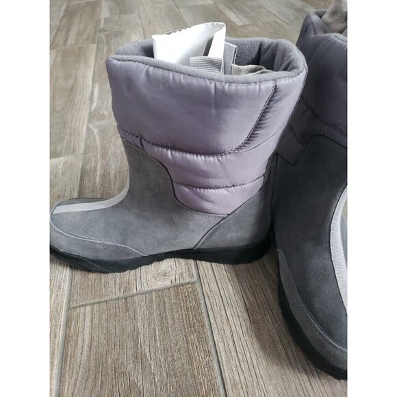 Nwot Lands End Women’s Commuter Winter Boots Suede Pull On Gray  Snow Size 10B - Picture 2 of 7